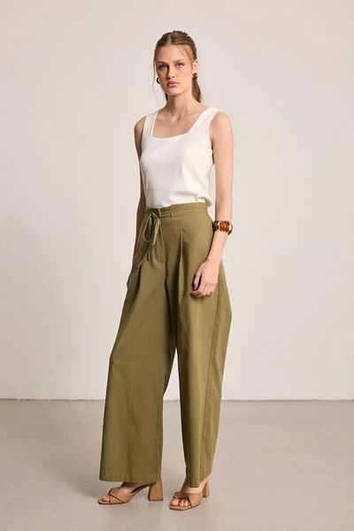 Gusto Cotton Linen Trousers - Khaki