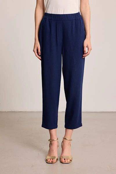 Gusto Linen Carrot Trousers - Navy Blue