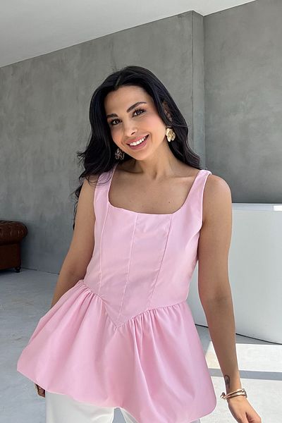 Seda Yalçın Atelier Pink Strappy Balloon Blouse
