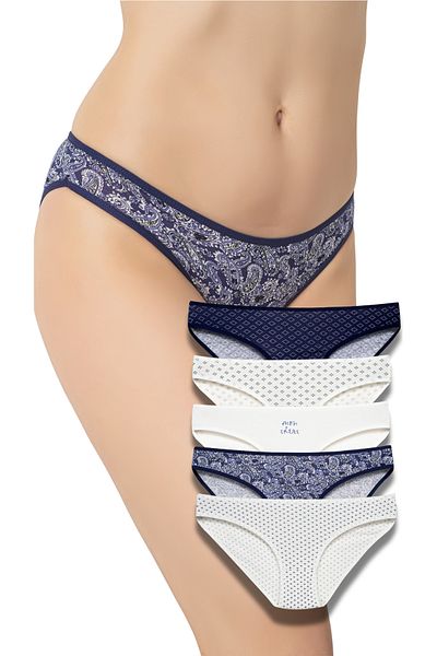 Ramior Women's 5-Piece Cotton Slip Panties Set