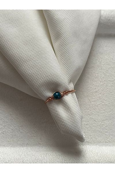 Pel Design Minimal Blue Tiger's Eye Stone Adjustable Copper Wire Ring