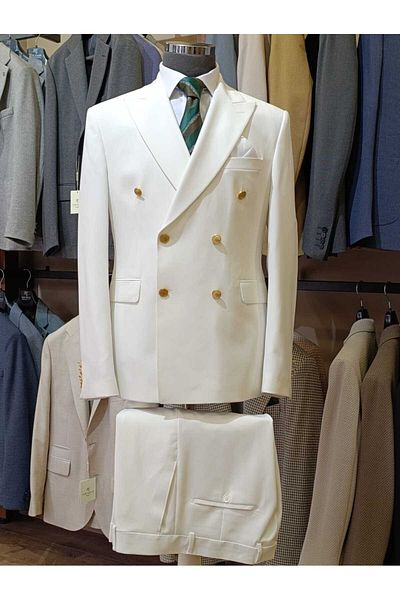 Ted Davıd Gold Button Lycra Double Breasted Suit