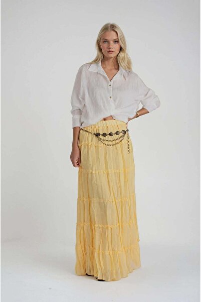 FABB Fusta galbenă cu talie elastică