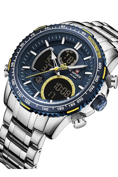 Naviforce Men's Stainless Steel Analog+Digital Wrist Watch