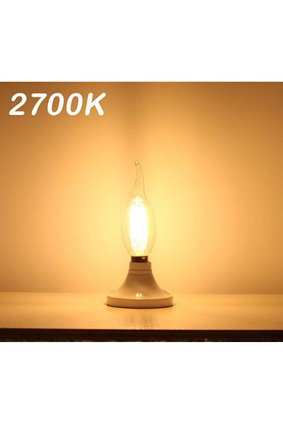 Generic مجموعة من 10 مصابيح شمعية LED غير قابلة للتعتيم، بقوة 6 وات، لون أبيض دافئ 2700 كلفن، قاعدة شمعية E14