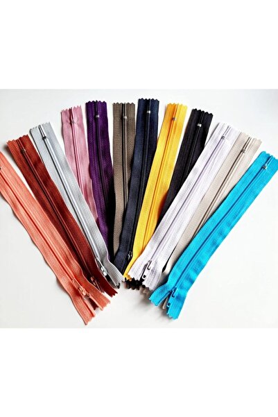 canan dizayn FERMUAR PLASTİK ( NAYLON ) PANTALON - ETEK 18 CM (12 ADET - 12-R...