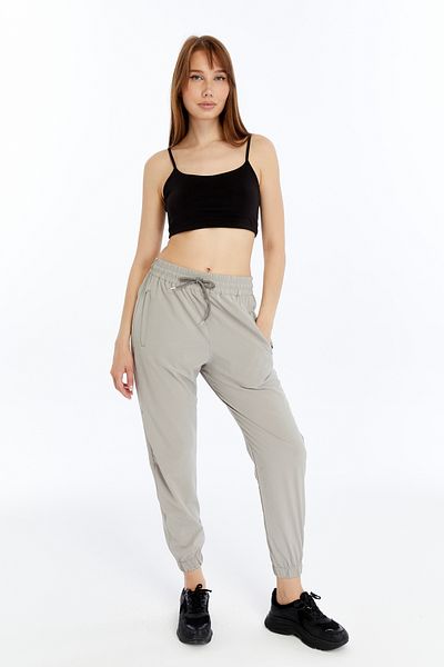 OXVİN Γυναικείο υφασμάτινο παντελόνι Jogger Track Παντελόνι με ελαστικό πόδι και κρυφή τσέπη με φερμουάρ (BOL MOLD)