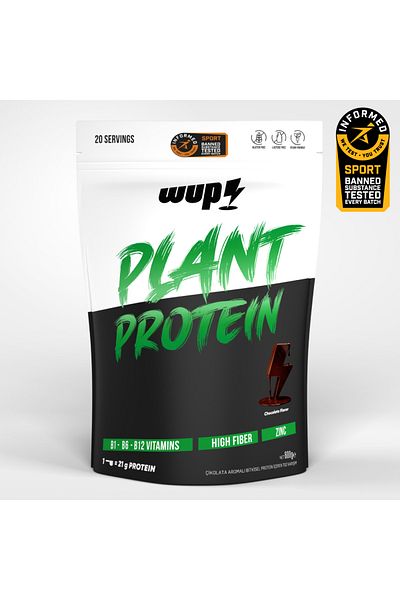 Water Up Wup Plant Protein, B1-B6-B12, Zinc, High Fiber, Cocoa, Chocolate, Vegetable Protein, 600 Gr 20 Servings