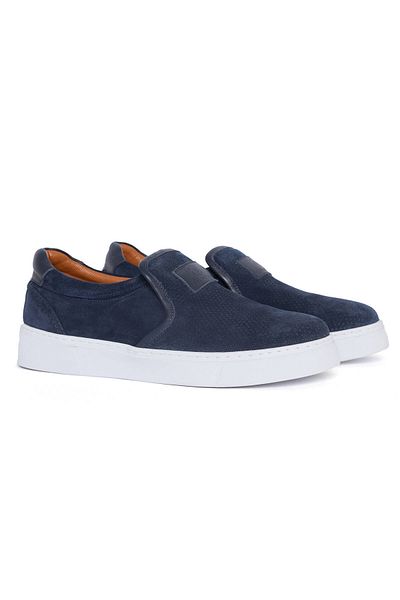 Hemington Handmade Suede Leather Navy Blue Sports Shoes