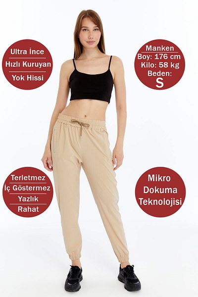 OXVİN Γυναικείο υφασμάτινο παντελόνι Jogger Track Παντελόνι με ελαστικό πόδι και κρυφή τσέπη με φερμουάρ (BOL MOLD)