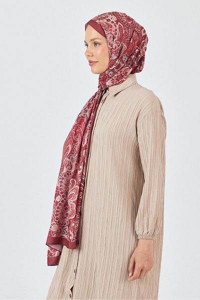 Rays Burgundy Ethnic Patterned Shawl 4005