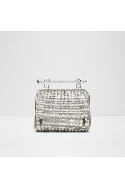 Aldo BLINGCHIC - Γυναικεία τσάντα από συνθετικό δέρμα ασημί μαγνητικό κλείσιμο μικρού μεγέθους επάνω λαβή