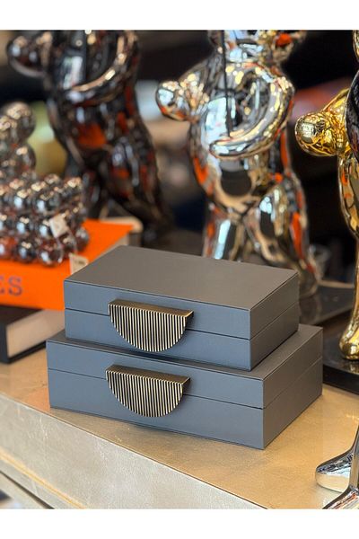 NARİBA Leather Decorative Box Set of 2 Leather Jewelry Box