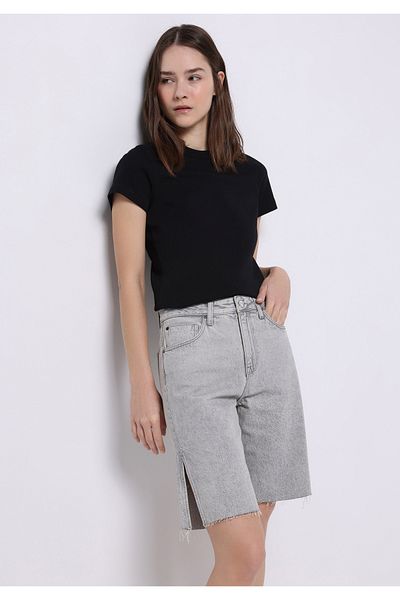 Colin's Pantaloni scurți de damă, drepti, cu talie înaltă, gri