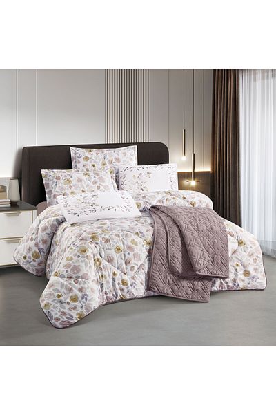 Q LAND Balqis Bedspread: 2 double summer comforters, 7-piece set, patterned
