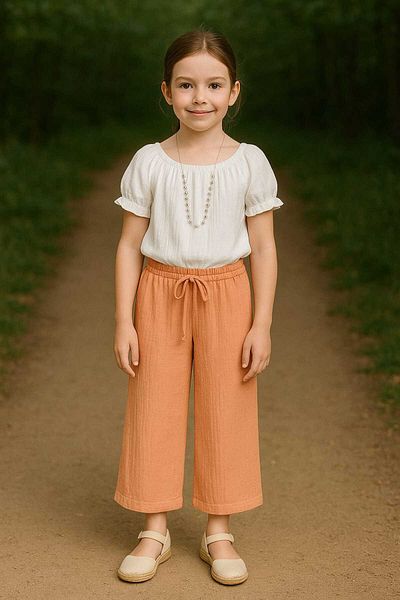 gigigiyim Girl's Suit with Wrapped Fabric Necklace Yavruağzı
