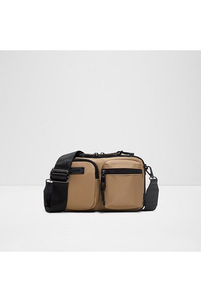 Aldo Rherif - Men's Textile Beige Top Zipper Closure Small Size Crossbody Bag