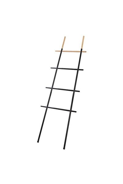 Feridras Vertical ladder-type towel rack, black, steel and wood, h 170 cm