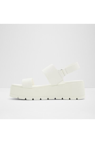 Aldo Thıla-Genuine Leather White Wedge Heel Sandals