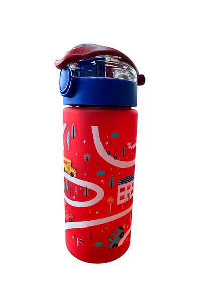 Polin Soft Touch Tritan Patterned Children's Water Bottle 500ml (Comfortable Drinking Without Straw)