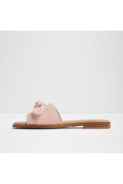 Aldo LAVINIA - Γυναικείες γνήσιες δερμάτινες ανοιχτό ροζ επίπεδες παντόφλες χωρίς κορδόνια