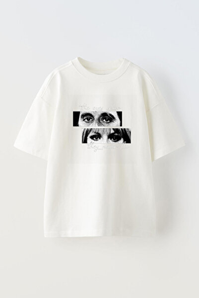 Anetos Tricou The Eyes Chico They Never Ön cu imprimeu din bumbac alb supradi...