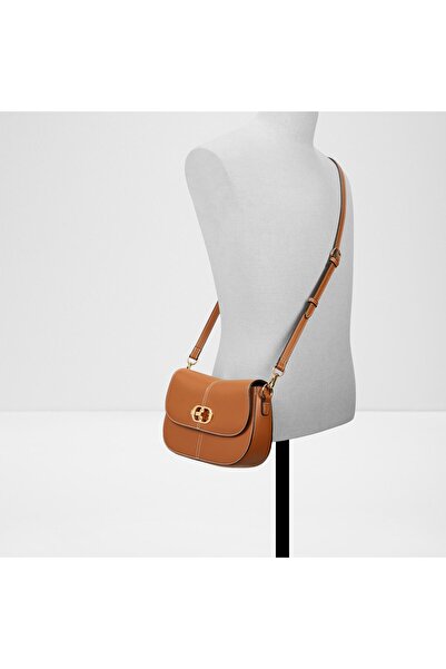 Aldo Ruyana - Women's Faux Leather Red Brown Twist Lock Closure Medium Shoulder Bag