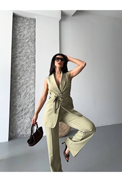 ZF BUTİK بدلة سترة وسروال بحزام