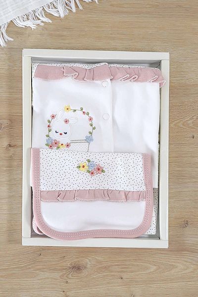 Sitilin Baby Girl Natural Cotton Fabric 5 Piece Embroidered Luxury Hospital Release Set Stl7003