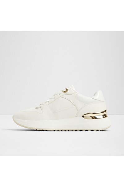 Aldo Gumtree - Women's Faux Leather White Flat Lace-Up Modern Design Sneakers