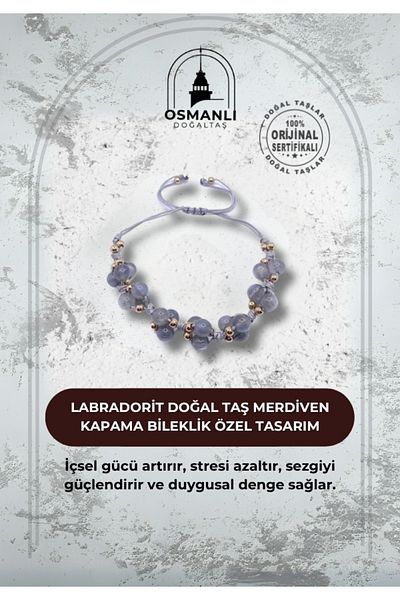 OSMANLI DOĞAL TAŞ Labradorite Natural Stone Stair Closing Bracelet Special Design