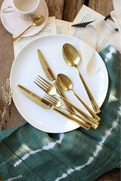 MSWISHŞEYMAÇETİN Solingen Topkapi Gold 42 Piece Cutlery Set