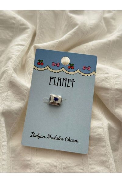 Planet Butik Navy Blue Heart Card Italian Charm