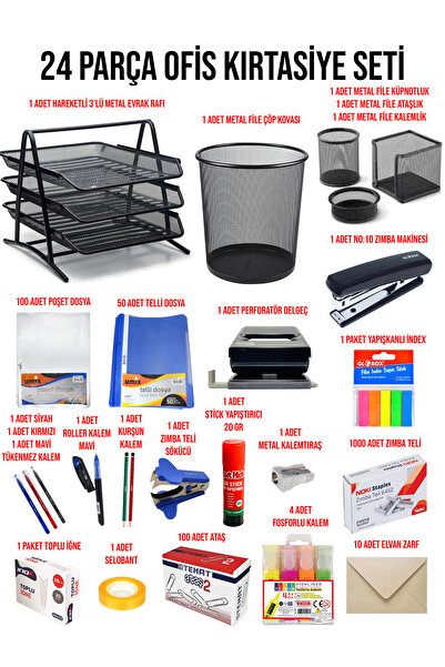 Dağtaş Kırtasiye 24 Parça Ofis Seti Ofis Kırtasiye Seti Ofis Masaüstü Set