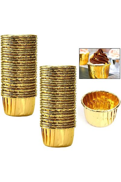 zola Set 50 forme din aluminiu pentru briose, 3.5 x 6 cm, aurii