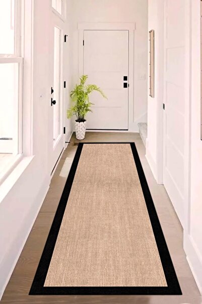 Zeria Home Dijital Kaymaz Yıkanabilir Jüt Hasır Görünümlü Yolluk Antre Hol Ba...