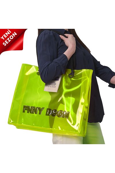 Funny Design Τσάντα παραλίας Rainbow 2025 New Season Neon Yellow
