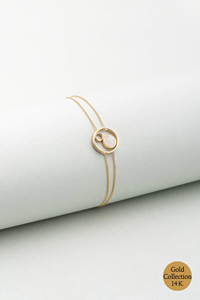 So CHIC... Ay Taşlı 14 Ayar Sarı Altın 19 Cm Bileklik