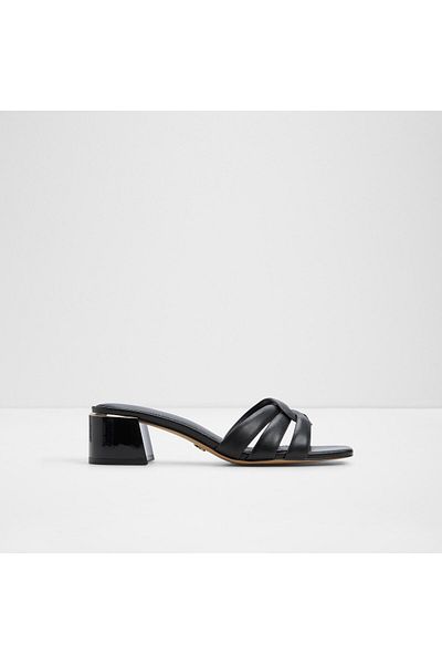 Aldo Hanne - Women's Faux Leather Black Block Heeled Slippers