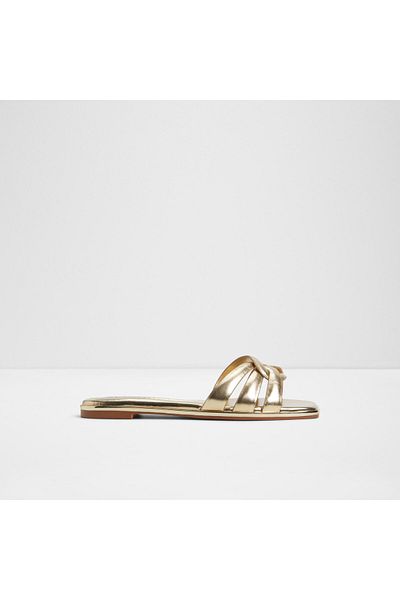 Aldo Augustya - Women's Faux Leather Gold Flat Slippers
