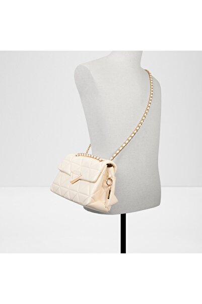 Aldo Softpuffquilt - Women's Faux Leather Ecru Scholarship Closure Medium Size Crossbody Bag