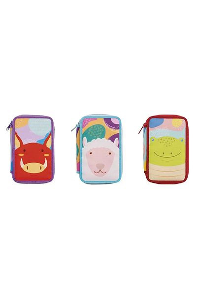 CARIOCA Pencil case with 3 zippers, equipped with 44 pieces, Animals - Various models