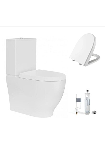Creavit Mare Duvara Sıfır Kanalsız Klozet + Rezervuar + Duroplast Kapak + Çift Basmalı İç Takım SET