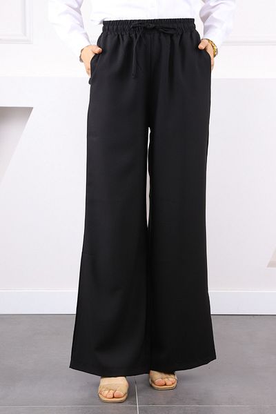 İmajButik Black Elastic Waist Palazzo Trousers