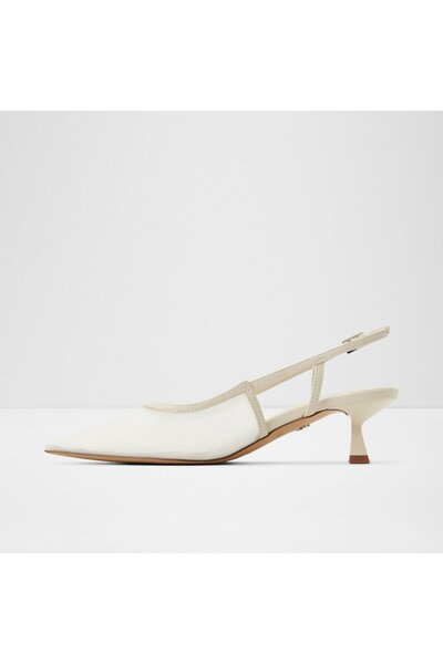 Aldo Maxina - Ecru Women's Short Heeled Shoes with Ankle Strap