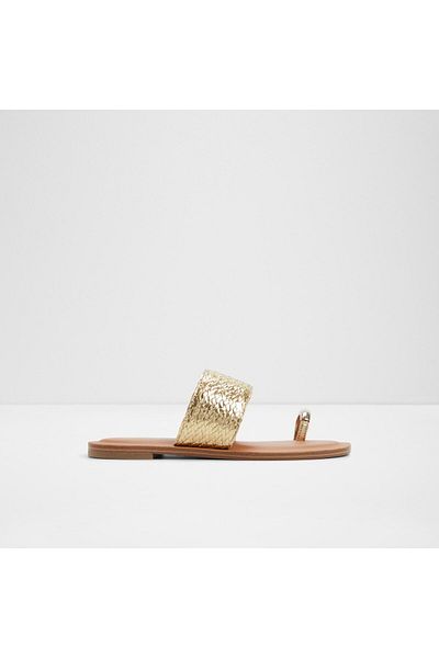 Aldo Beachwalk - Women's Faux Leather Gold Flat Slippers
