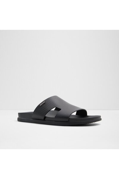 Aldo Mondi-In - Men's Genuine Leather Black Flat Slippers