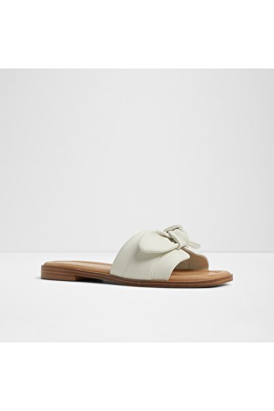 Aldo LAVINIA - Γυναικείες γνήσιες δερμάτινες λευκές επίπεδες παντόφλες χωρίς κορδόνια