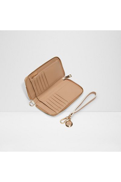 Aldo Melisande - Women's Faux Leather Ecru Top Zipper Wallet
