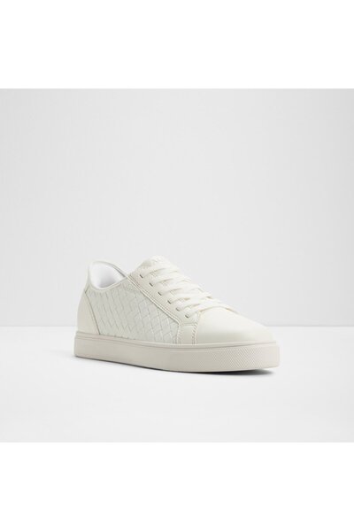 Aldo Easyin - Women's Faux Leather White Flat Lace-Up Sneakers with Modern Design